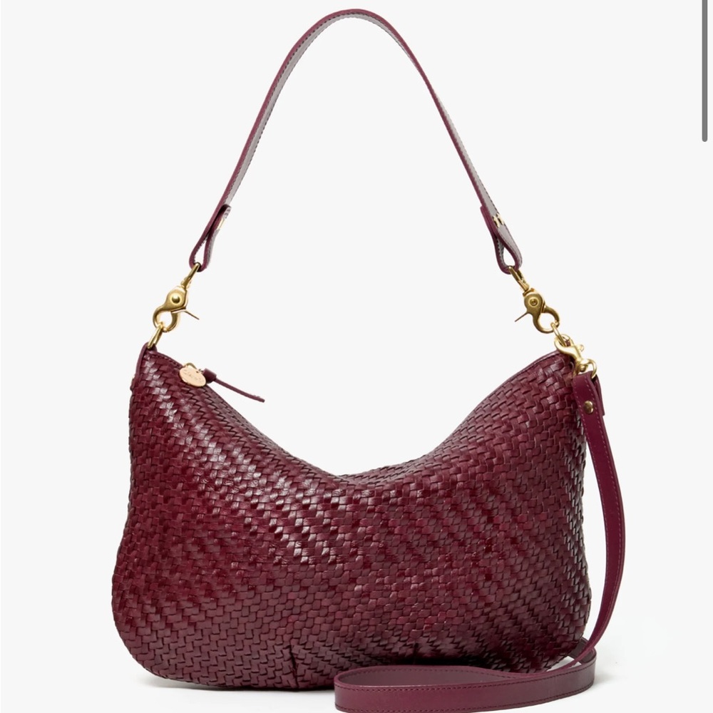 Clare V Moyer Messenger Bag - Cassis Woven Zig-Zag